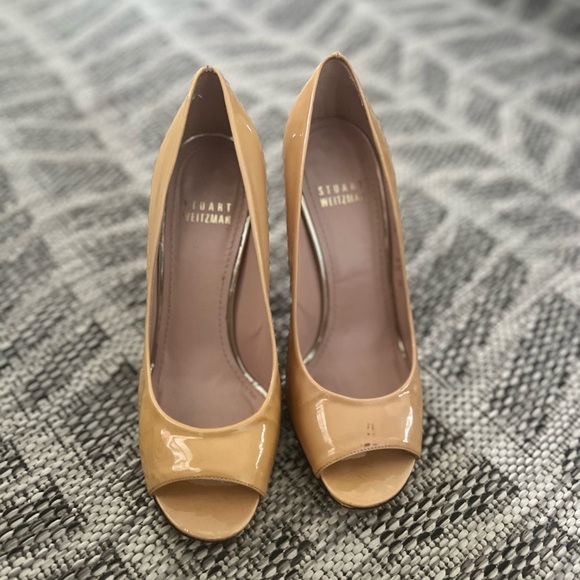 Stuart Weitzman Adobe Aniline Open Toe Peep Toe Heels Size 5 1/2 - Picture 1 of 7
